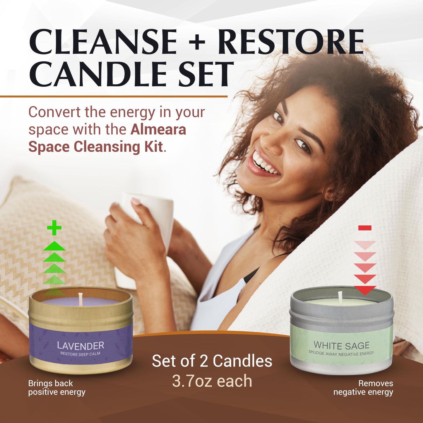 Almeara Sage & Lavender Candle Set – 2x3.7oz 100% Soy Wax