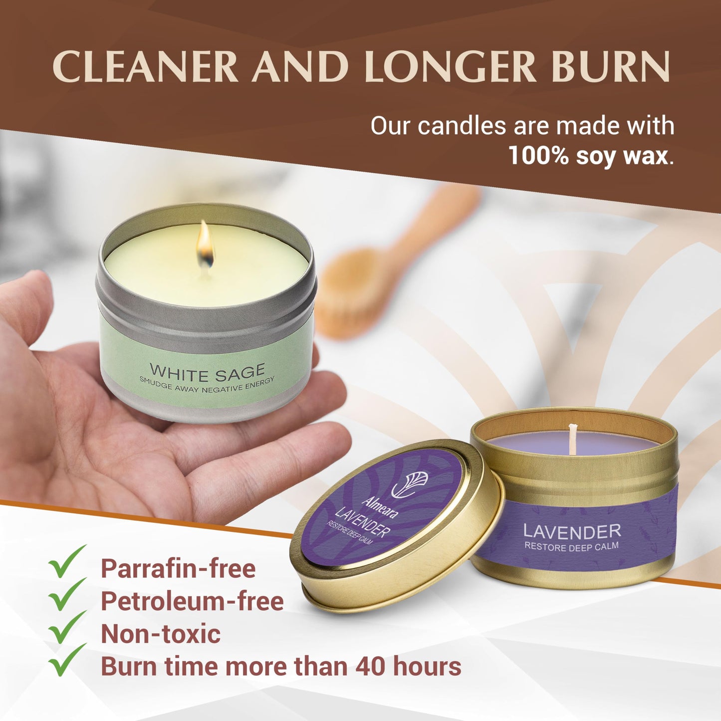 Almeara Sage & Lavender Candle Set – 2x3.7oz 100% Soy Wax