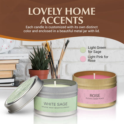 Almeara 2-in-1 Sage & Rose Candle Set – 40h Soy Wax, Paraffin-Free