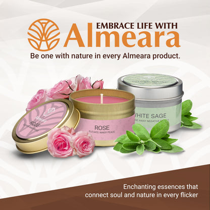 Almeara 2-in-1 Sage & Rose Candle Set – 40h Soy Wax, Paraffin-Free