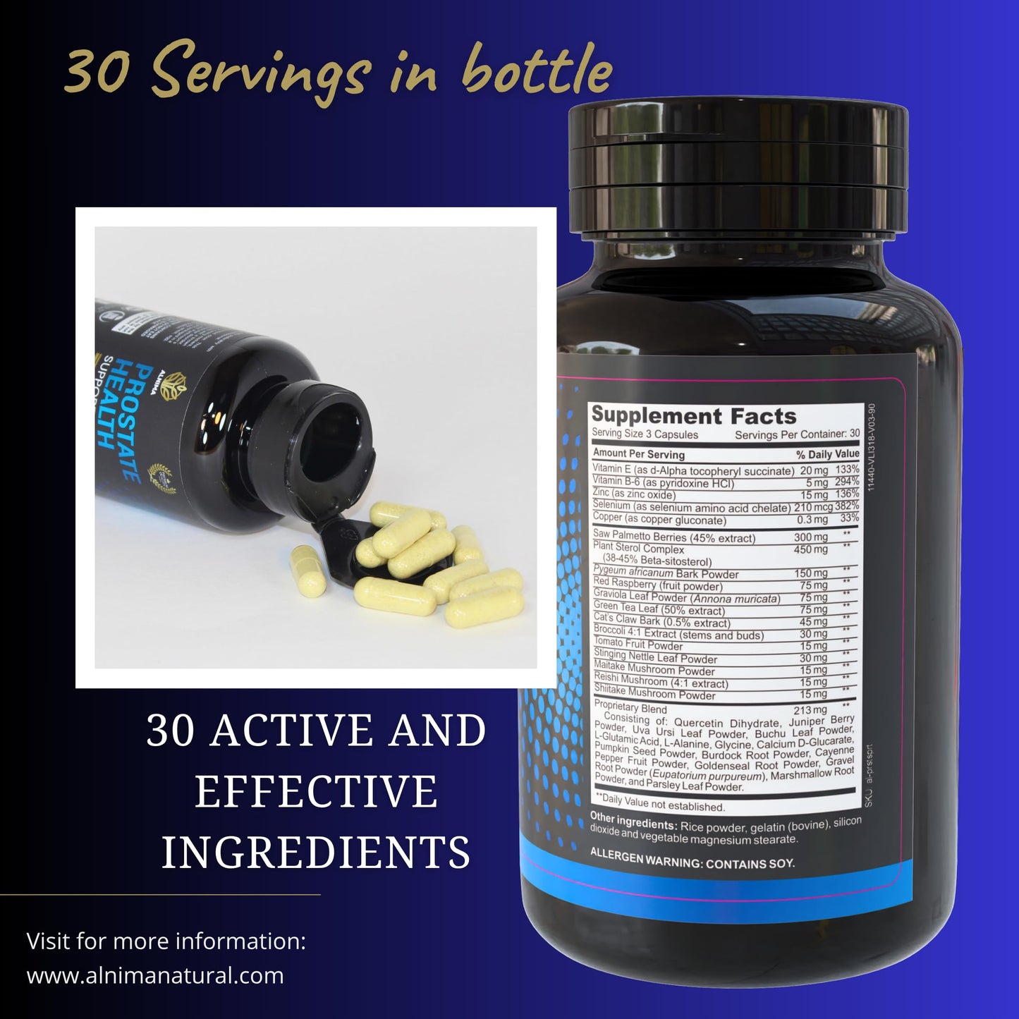 ALNIMA Halal Prostate Support for Men – Saw Palmetto, Zinc & Selenium | 90 Capsules | Made in USA
