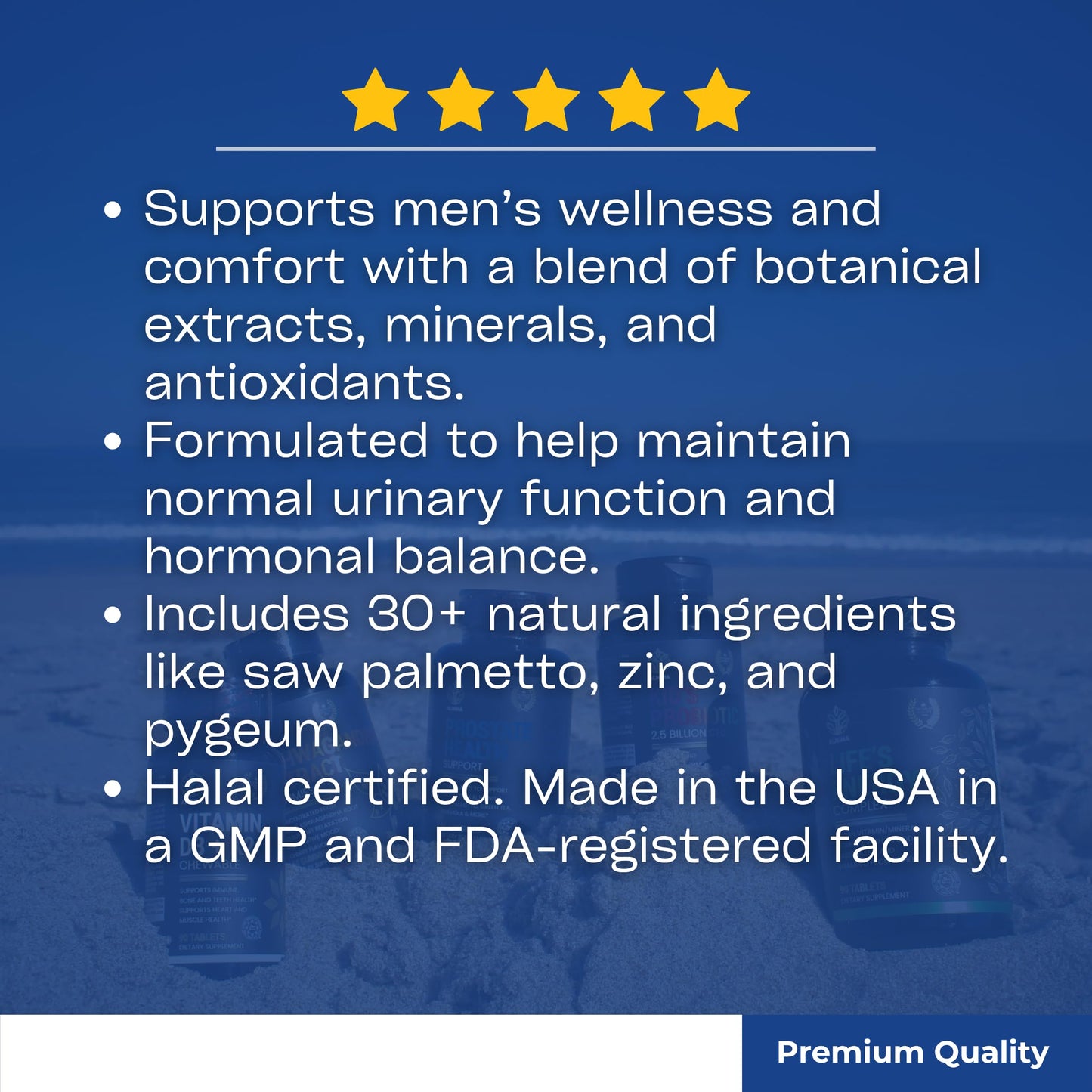 ALNIMA Halal Prostate Support for Men – Saw Palmetto, Zinc & Selenium | 90 Capsules | Made in USA