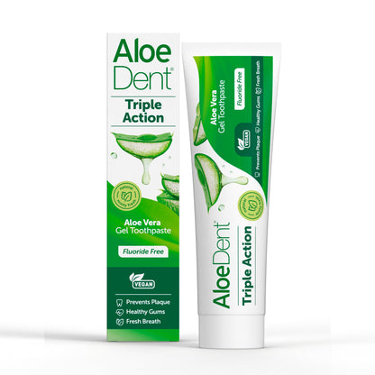 AloeDent Triple Action Toothpaste 100 ml – Fluoride-Free, Aloe Vera & Tea Tree