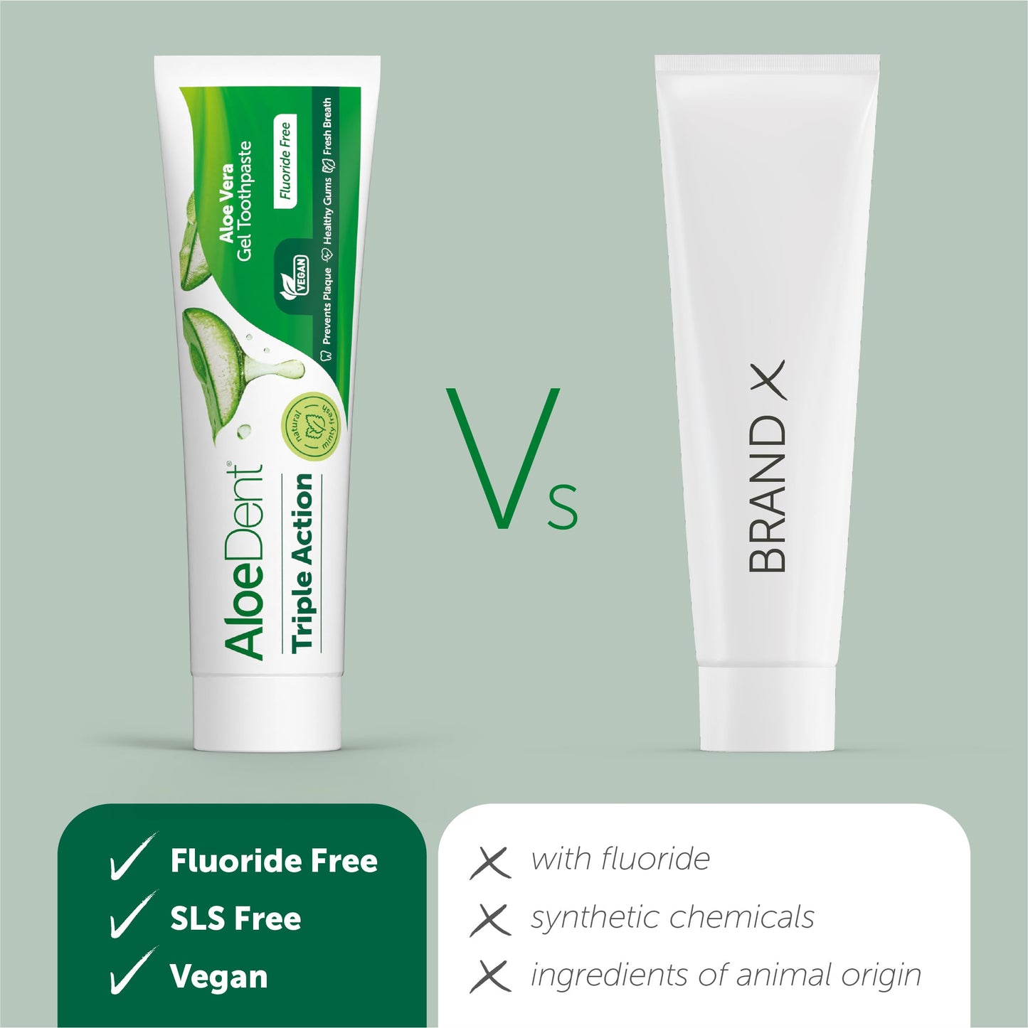 AloeDent Triple Action Toothpaste 100 ml – Fluoride-Free, Aloe Vera & Tea Tree