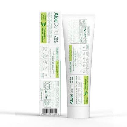 AloeDent Triple Action Toothpaste 100 ml – Fluoride-Free, Aloe Vera & Tea Tree