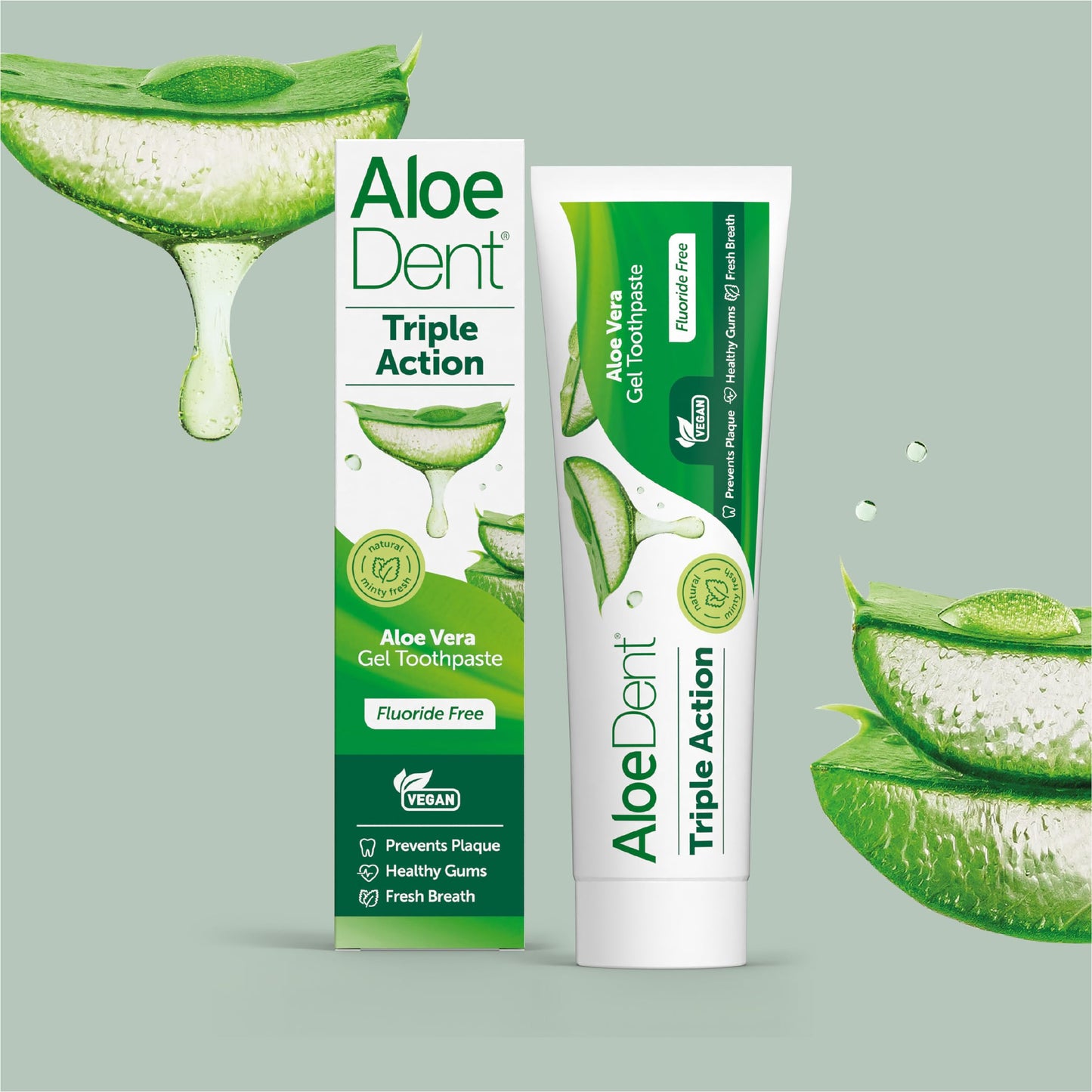 AloeDent Triple Action Toothpaste 100 ml – Fluoride-Free, Aloe Vera & Tea Tree