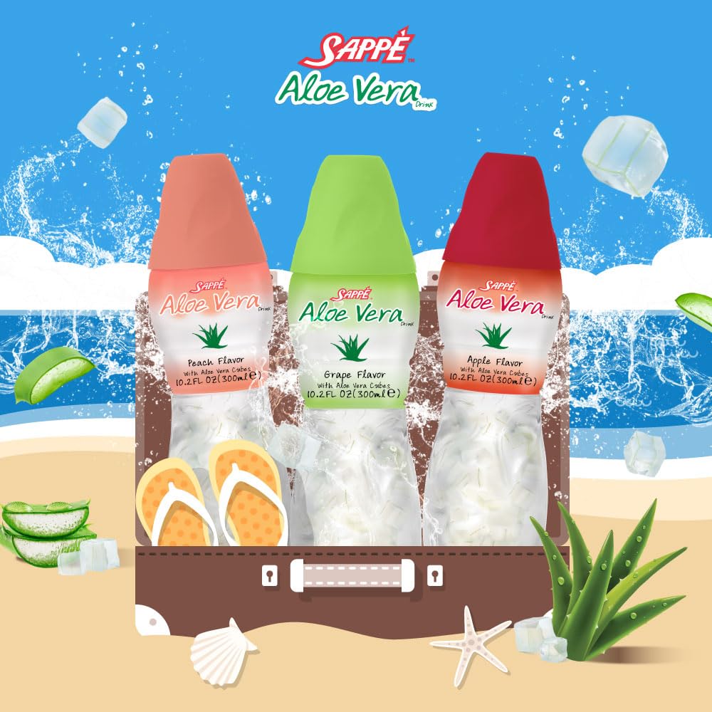 Aloe Vera Juice - Grape Flavor with Big Aloe Pulp (6-Pack) Plant-Based Hydration for Adults & Kids
