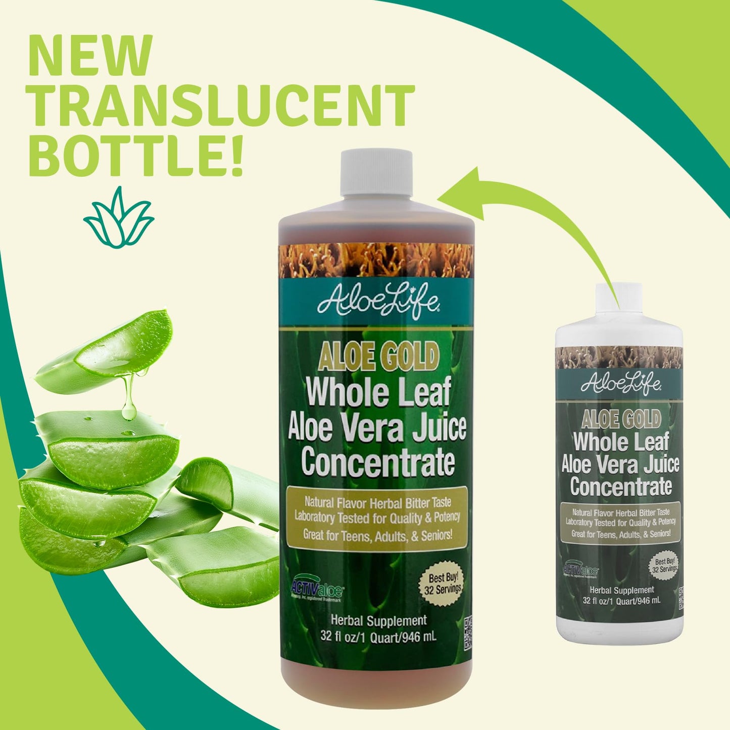 Aloe Life Whole Leaf Aloe Vera Juice — Organic & Gluten-Free (Aloe Gold, 32 oz)