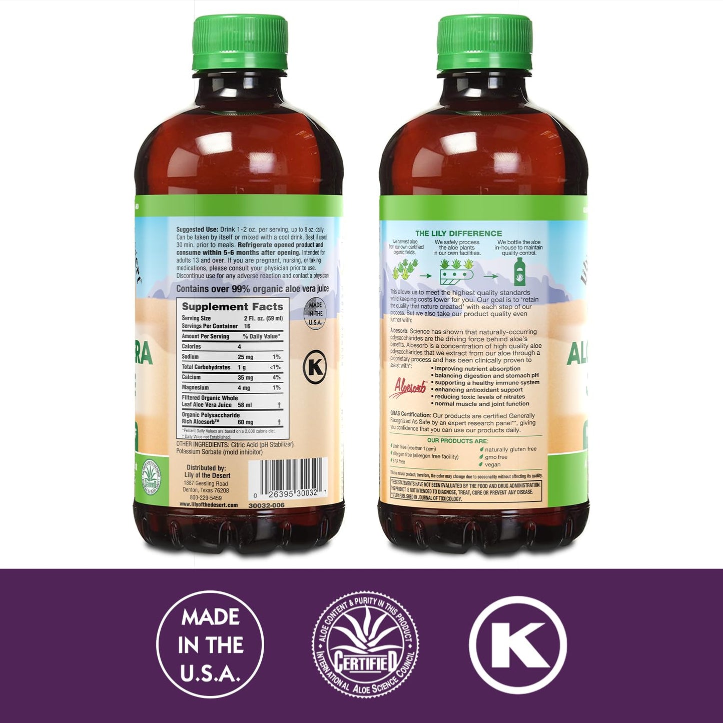 Lily of the Desert Aloe Vera Juice – Whole Leaf, Non-GMO Drink | Gut Health & Skin | 32 oz