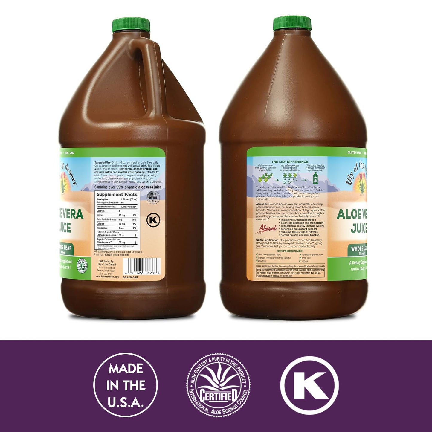 Lily of the Desert Vera Juice - Whole Leaf Aloe Vera Drink (128 Fl Oz) | Non-GMO, Aloesorb
