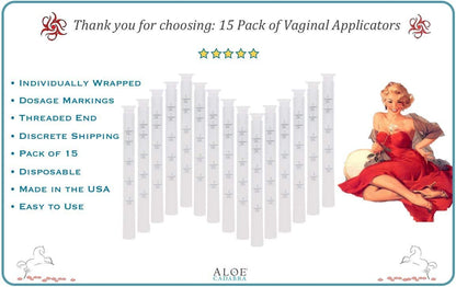 Aloe Cadabra Disposable Vaginal Applicators – Pack of 15 | Individually Wrapped, 4GM Dosing