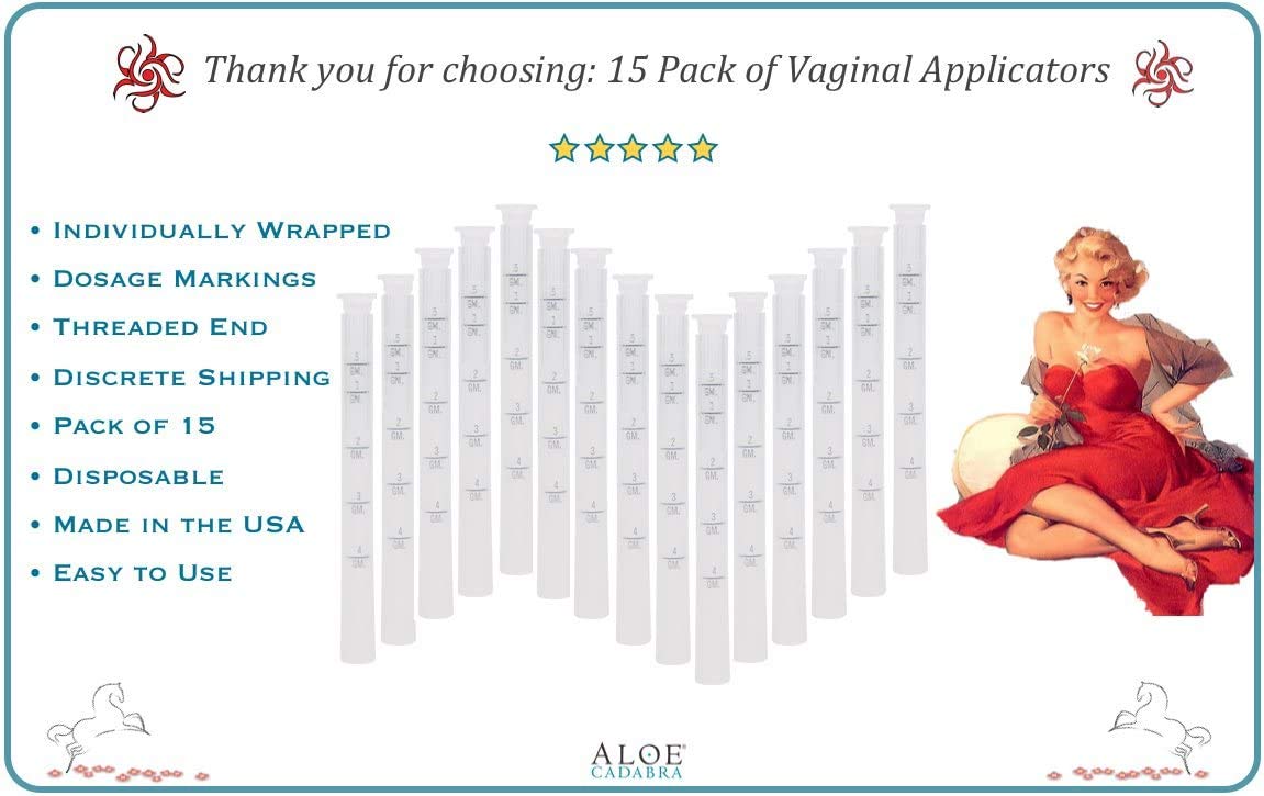 Aloe Cadabra Disposable Vaginal Applicators – Pack of 15 | Individually Wrapped, 4GM Dosing