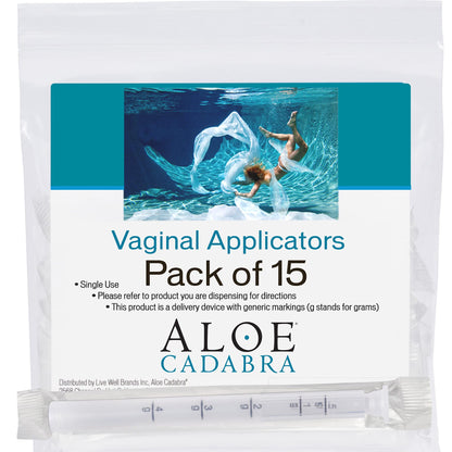 Aloe Cadabra Disposable Vaginal Applicators – Pack of 15 | Individually Wrapped, 4GM Dosing