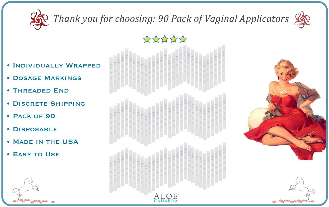 Aloe Cadabra Disposable Vaginal Applicators – 90 Pack, Hygienic, Drug-Free & Hormone-Free with Pre-Measured Dosing