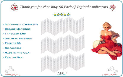Aloe Cadabra Disposable Vaginal Applicators – 90 Pack, Hygienic, Drug-Free & Hormone-Free with Pre-Measured Dosing