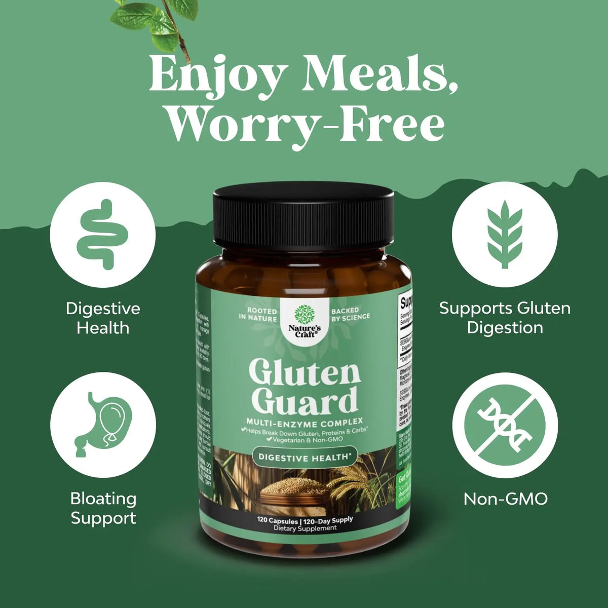 Natures Craft Gluten Digestive Enzymes – Fast Acting Debloat Support, 120 Count BritishVita | Premium UK Vitamins & Wellness Supplements