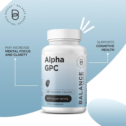 Alpha GPC Choline Supplement 600mg - 120 Veg Capsules | Advanced Memory Formula & Nootropic Brain Support