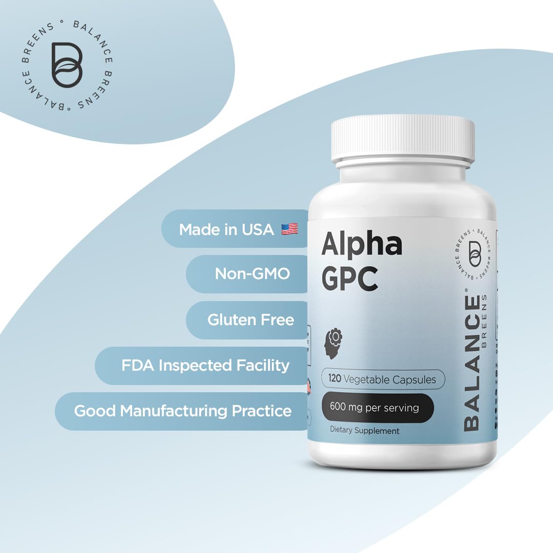 Alpha GPC Choline Supplement 600mg - 120 Veg Capsules | Advanced Memory Formula & Nootropic Brain Support