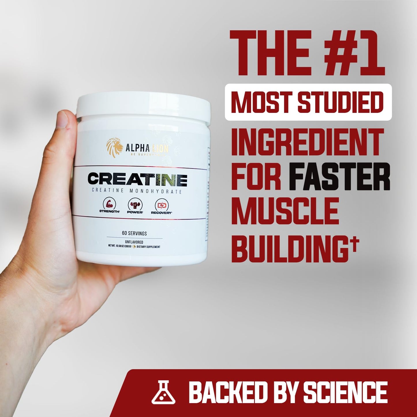 ALPHA LION Creatine Monohydrate Powder – 5000 mg per Serving, 60 Servings, Unflavored