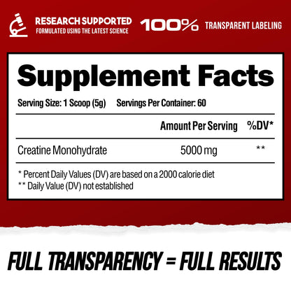ALPHA LION Creatine Monohydrate Powder – 5000 mg per Serving, 60 Servings, Unflavored