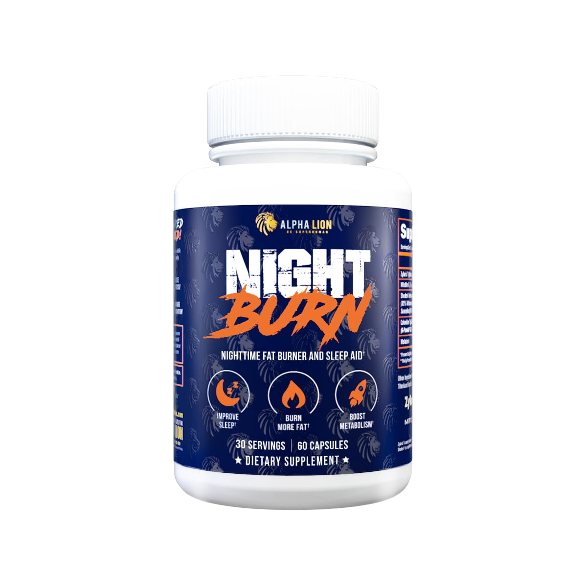 ALPHA LION Night Burn – Metabolism Booster for Lean Muscle (60 Capsules)