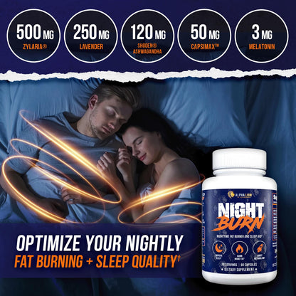 ALPHA LION Night Burn – Metabolism Booster for Lean Muscle (60 Capsules)