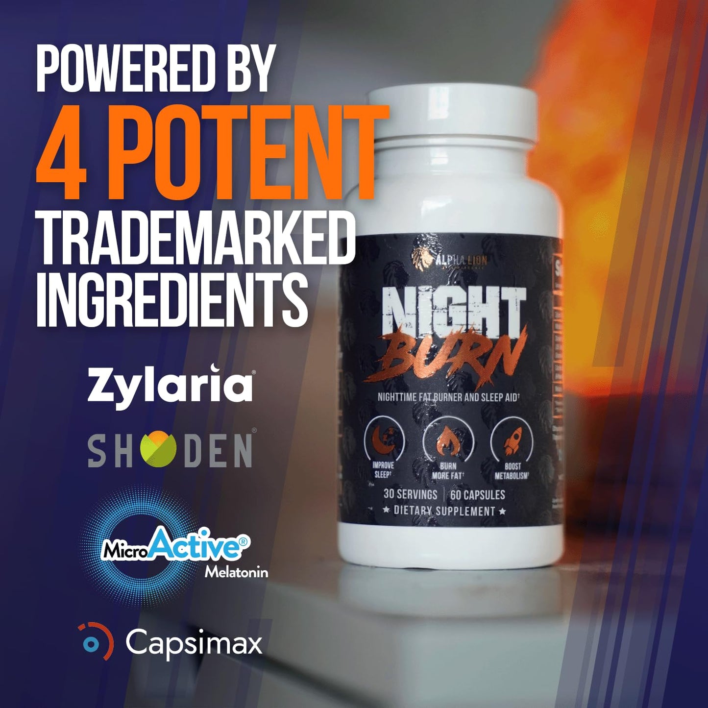 ALPHA LION Night Burn – Metabolism Booster for Lean Muscle (60 Capsules)