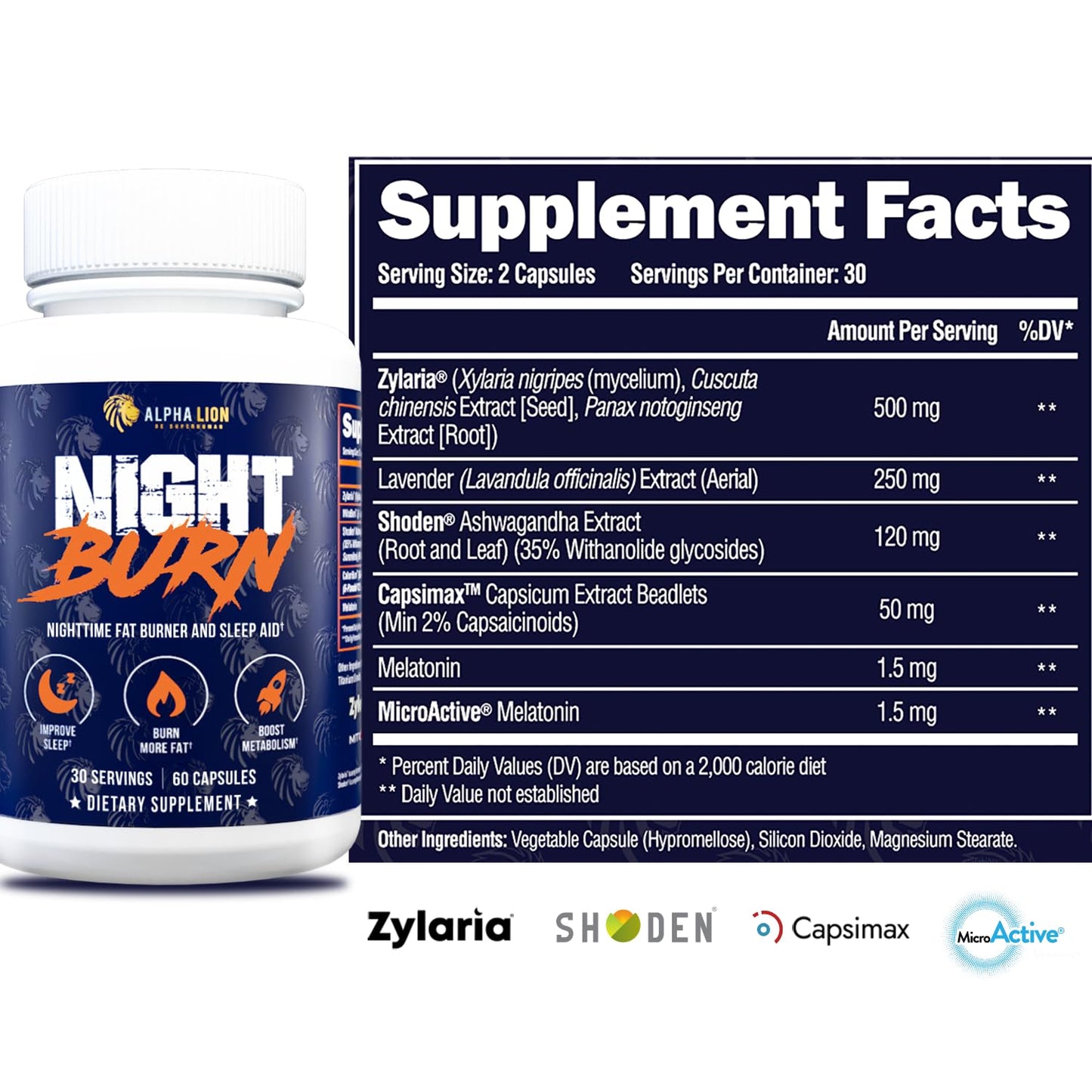 ALPHA LION Night Burn – Metabolism Booster for Lean Muscle (60 Capsules)