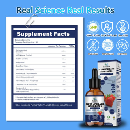 Alpha Lipoic Acid 1000mg Liquid Drops – 11-in-1 ALA with Acetyl-L-Carnitine & Benfotiamine