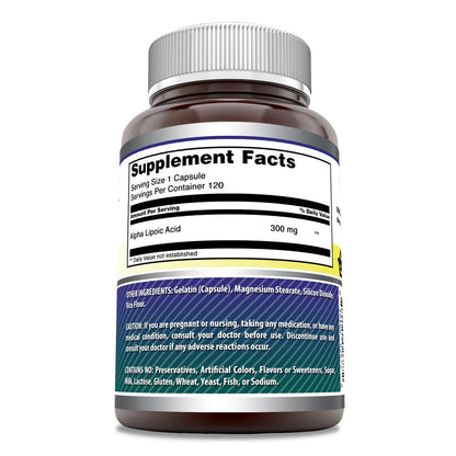 Amazing Formulas Alpha Lipoic Acid 300 mg Capsules – 120 Count, Non-GMO, Gluten Free, Made in USA