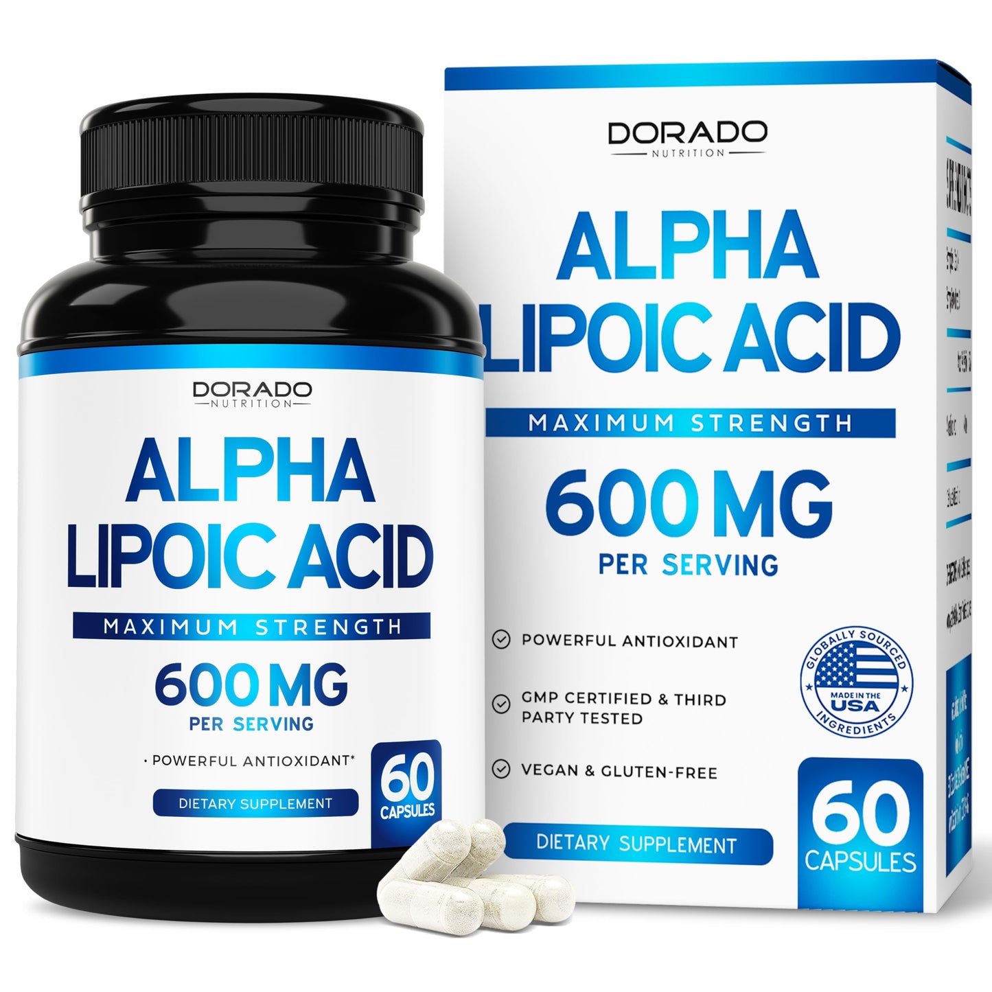 Alpha Lipoic Acid 600mg – 60 Capsules | Potent Antioxidant for Neuropathy & Cardiovascular Health | USA Made