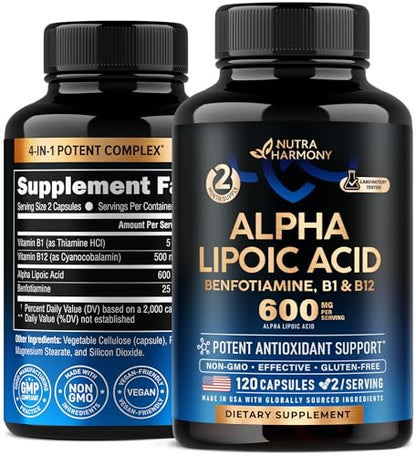 Alpha Lipoic Acid 600mg - ALA for Nerve & Energy Support | 120 Capsules