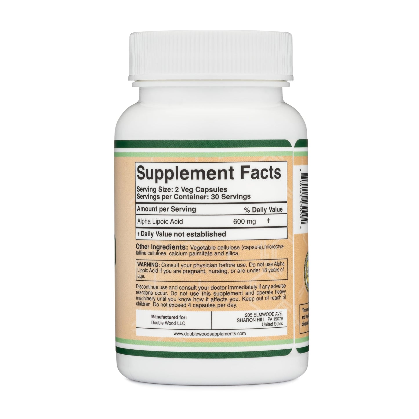 Alpha Lipoic Acid 600mg (60 Caps) – Neuropathy & Cardiovascular Health | Double Wood