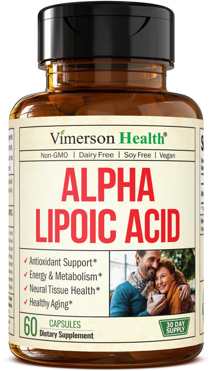 Alpha Lipoic Acid 650mg – High Potency ALA Supplement for Nerve & Brain Health | Vegan & Non-GMO | 60 Capsules