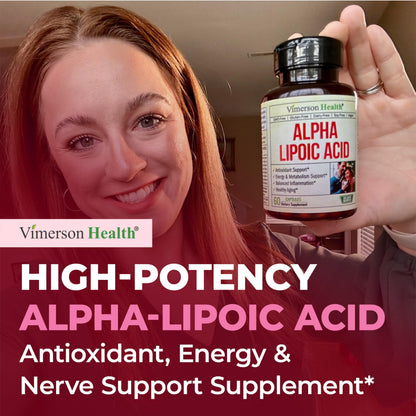 Alpha Lipoic Acid 650mg – High Potency ALA Supplement for Nerve & Brain Health | Vegan & Non-GMO | 60 Capsules