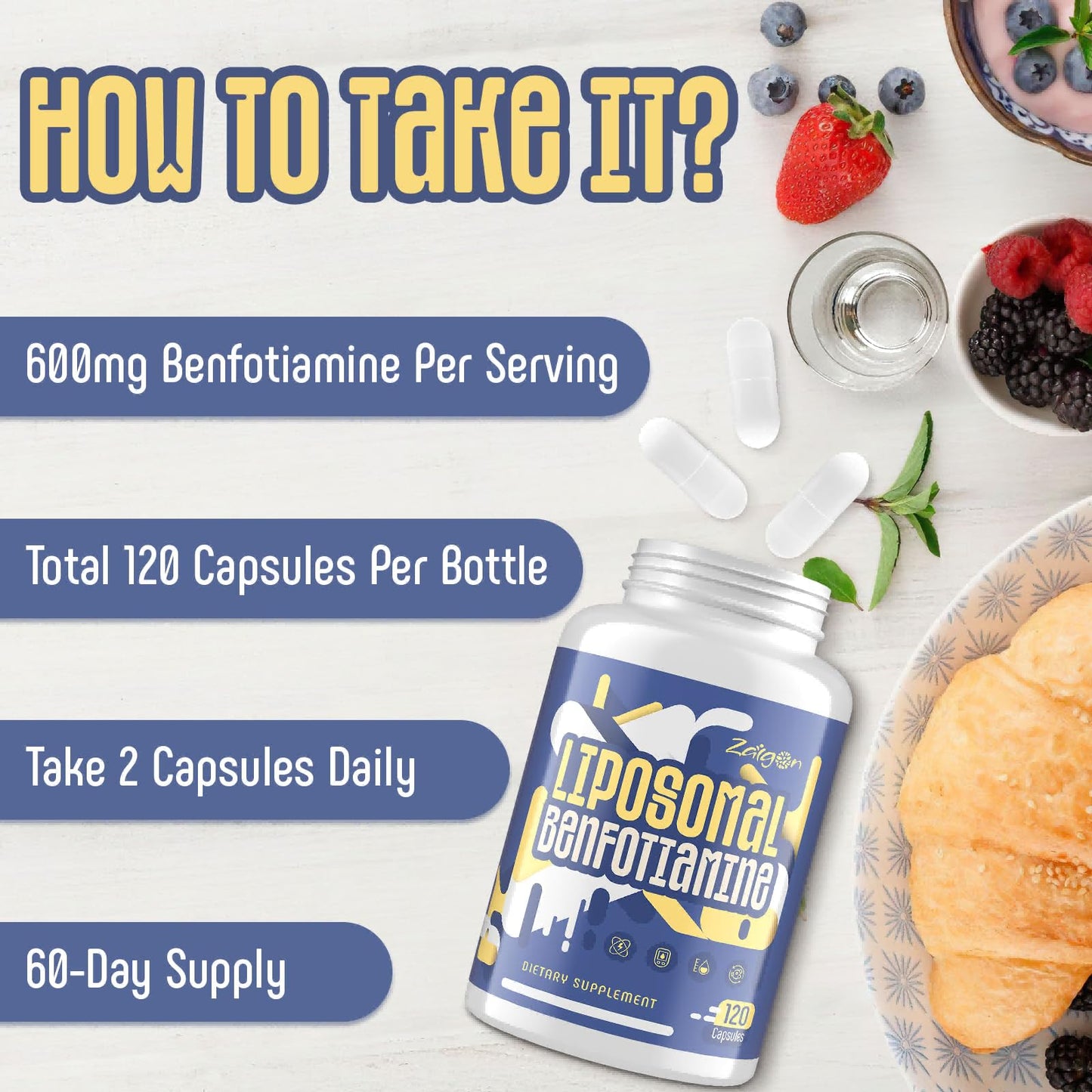Zaigon Benfotiamine 600mg Vitamin B1 Supplement | Gluten Free