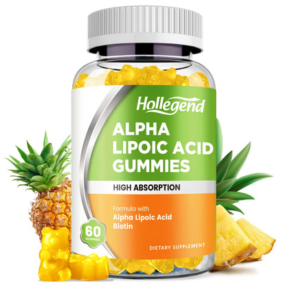 Alpha Lipoic Acid Gummies 1000mg with Biotin – Pineapple Flavor, 60 Chews