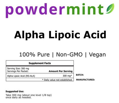 Alpha Lipoic Acid Powder RS-ALA (Pure ALA) – Antioxidant (Scoop Included)