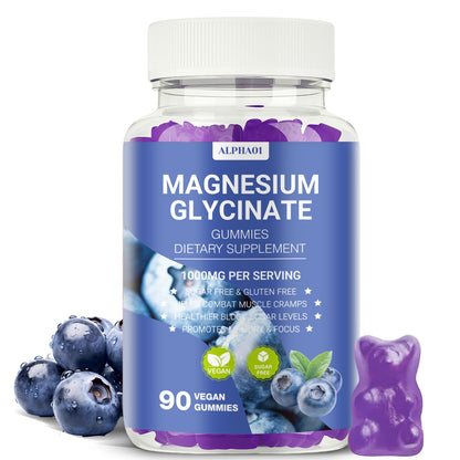 ALPHA01 Magnesium Glycinate Gummies 1000mg - Sleep & Focus (Non-GMO, Gluten-Free)