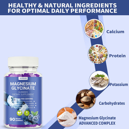 ALPHA01 Magnesium Glycinate Gummies 1000mg - Sleep & Focus (Non-GMO, Gluten-Free)