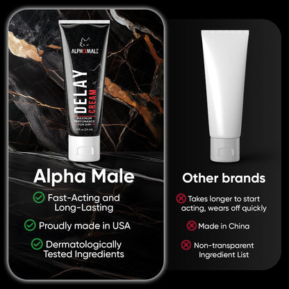 AlphaMale Delay Cream for Men – Numbing Formula for Climax Control & Longer Endurance