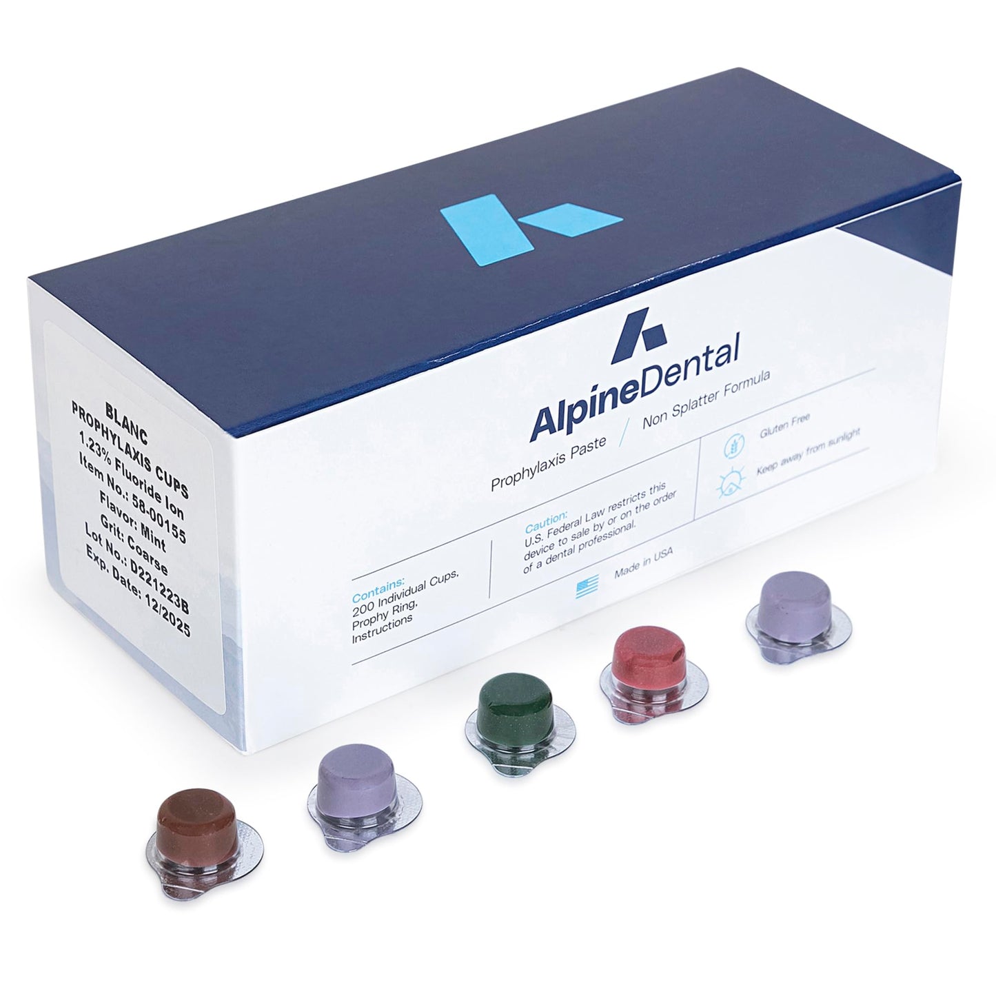 Alpine BLANC Tooth Polish Non Splatter Formula – Assorted Flavors, Coarse Grit, Pack of 50