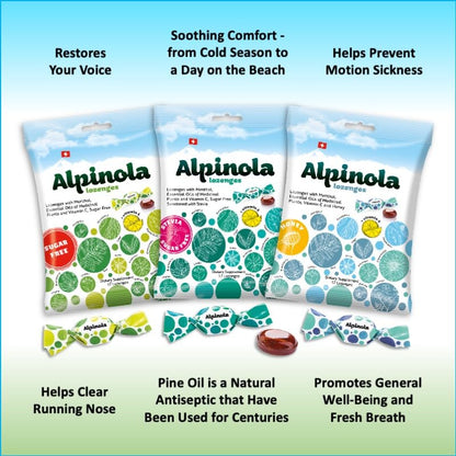 Alpinola Lozenges Menthol – 20 Herbs & Vitamin C, Sugar Free Stevia, 17 Count