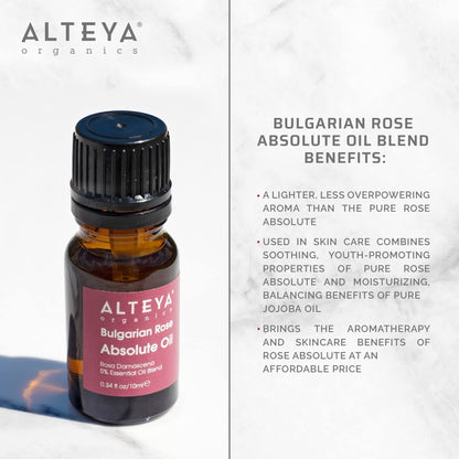 Alteya Bulgarian Rose Absolute Oil Rosa Damascena – Multi-Use Oil Blend for Aromatherapy, Skincare, Fragrance & Massage Therapy 10mL
