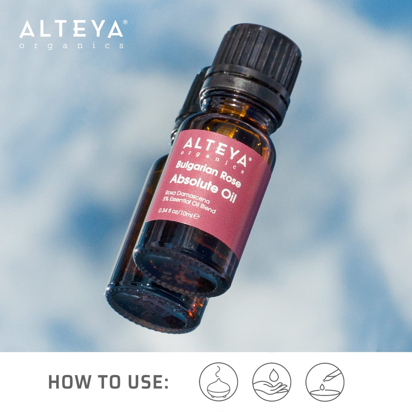 Alteya Bulgarian Rose Absolute Oil Rosa Damascena – Multi-Use Oil Blend for Aromatherapy, Skincare, Fragrance & Massage Therapy 10mL