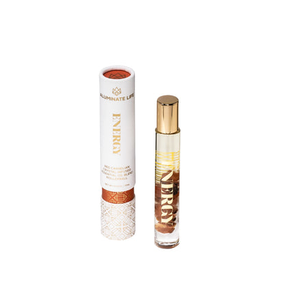 Aluminate Life Energy Essential Oil Rollerballs 7 oz, Red Carnelian Crystal Infused, Lemon, Grapefruit & Bergamot