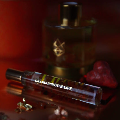 Aluminate Life Energy Essential Oil Rollerballs 7 oz, Red Carnelian Crystal Infused, Lemon, Grapefruit & Bergamot