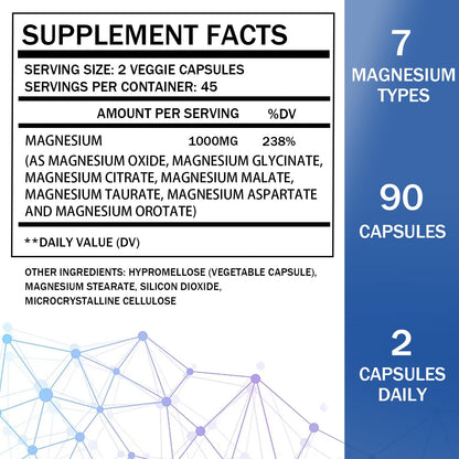 Alveta Magnesium Complex – 7-Form 1000mg Magnesium (Non-GMO, 90 Capsules)
