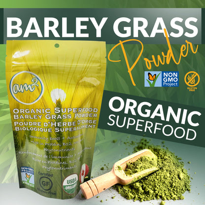 am2 Organic Barley Grass Powder – 125g (62 Servings) | Antioxidants, Immunity & Digestive Health