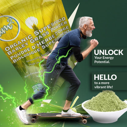 am2 Organic Barley Grass Powder – 125g (62 Servings) | Antioxidants, Immunity & Digestive Health